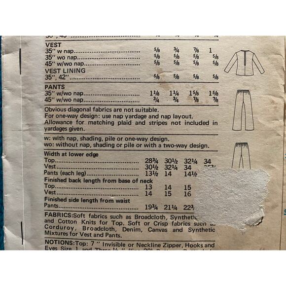 Butterick Sewing pattern 6320 toddlers top bell bottoms vest sz 1T - Picture 5 of 6